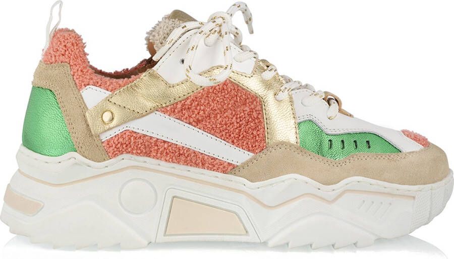 DWRS PLUTO terry chunky leren sneakers met teddy beige grijs Oranje Meisjes Leer 39 - Foto 2