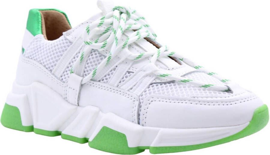 Dwrs Groene Zool Leren Sneakers White Dames