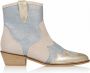 DWRS The label DWRS Dames Cowboylaarzenmet Hak Beige Leer Jeans look - Thumbnail 1