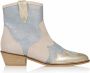 DWRS The label DWRS Dames Cowboylaarzenmet Hak Beige Leer Jeans look - Thumbnail 1