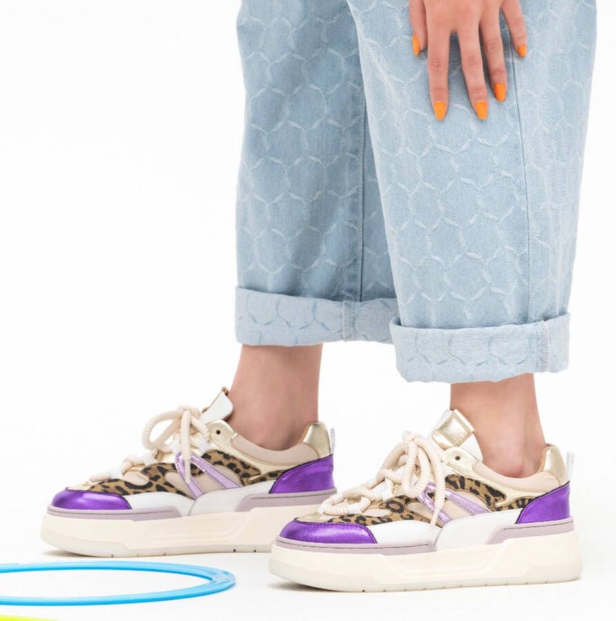 DWRS The label DWRS Dames Sneakers Beige Leer Metallic