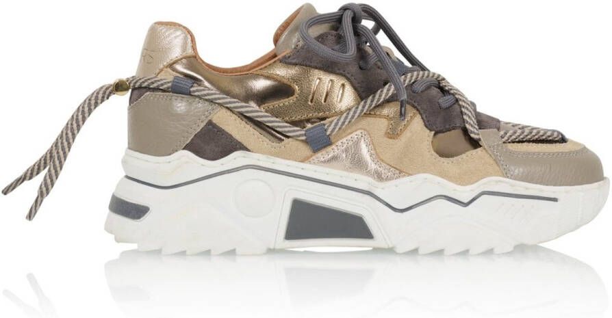 DWRS The label DWRS Dames Sneakers Bruin Leer Suéde