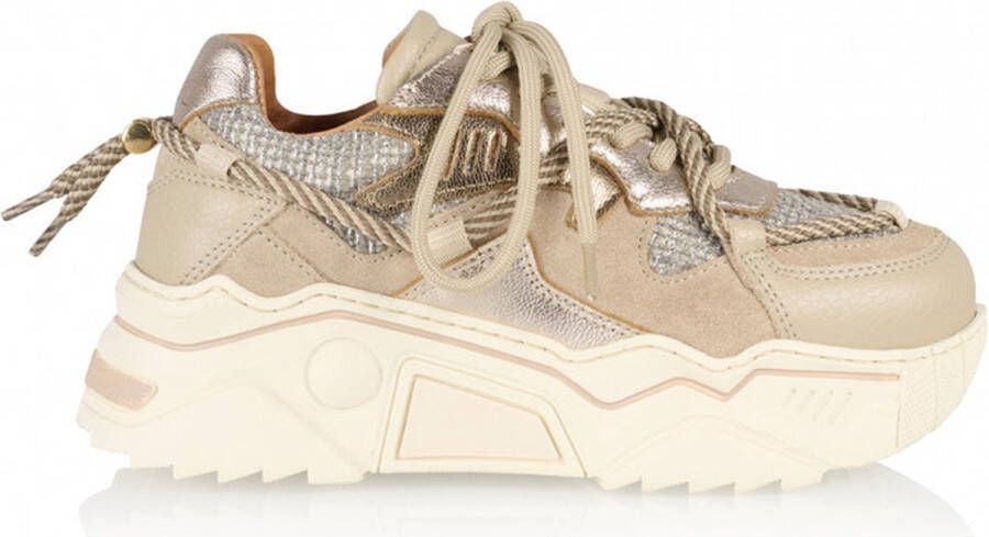 DWRS The label BLACK FRIDAY DEAL Meisjes Sneakers Khaki Stof Leer