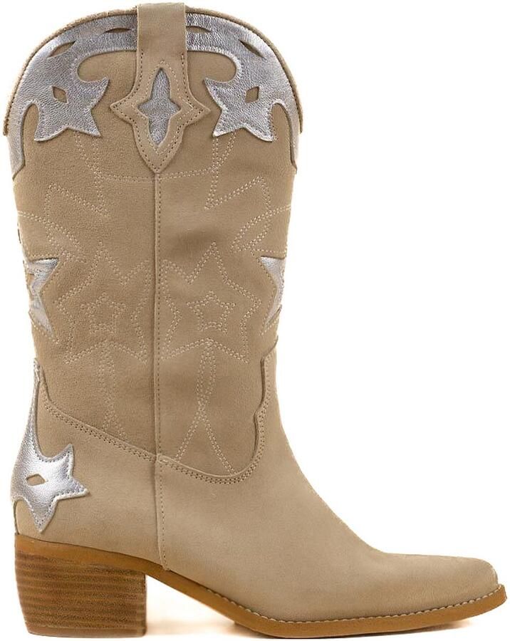 DWRS The label DWRS Dames CowboylaarzenWestern Beige Leer Metallic