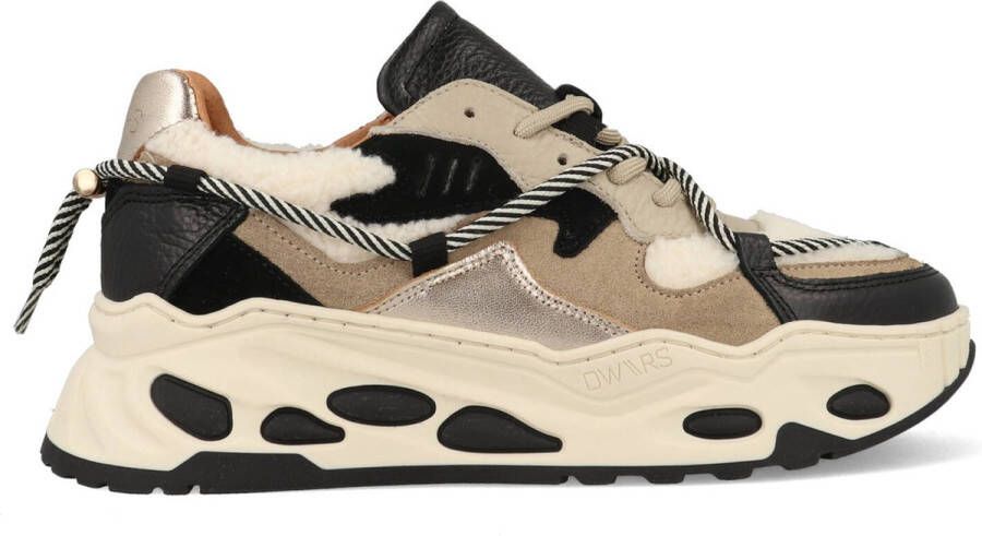 DWRS The label SmileFavorites Dames Sneakers Zwart Stof Leer