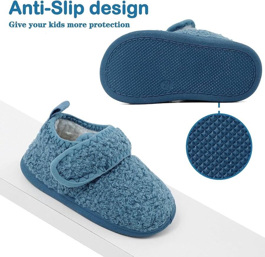 1-5 Jaar Baby Peuter Slippers Warme Sherpa Fleece Voering Indoor Outdoor Kleine Kinderen Winter Schoenen