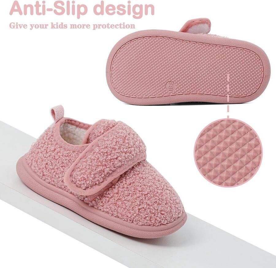 1-5 Jaar Baby Peuter Slippers Warme Sherpa Fleece Voering Indoor Outdoor Kleine Kinderen Winter Schoenen