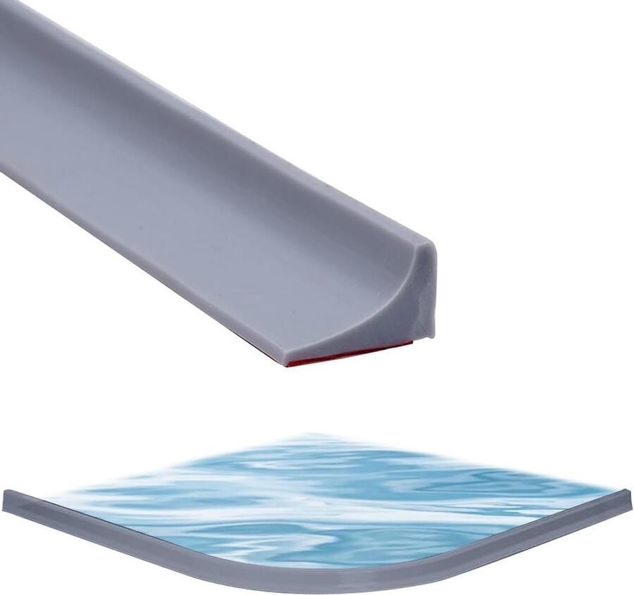 1 5M siliconen waterstopper douche spatbescherming zelfklevend waterbarrière voor keuken en bad douchebeschermstrip voor afdichting waterdicht voor douchedeur en wastafel (grijs)
