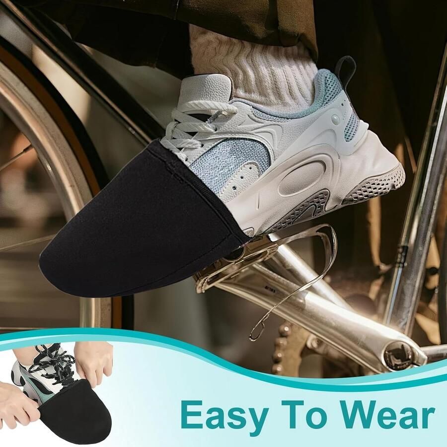 1 paar fietsshoecover wielersport teenoverschoenen voor en antislip fiets-schoenovertrekken voor MTB en racefiets zwart