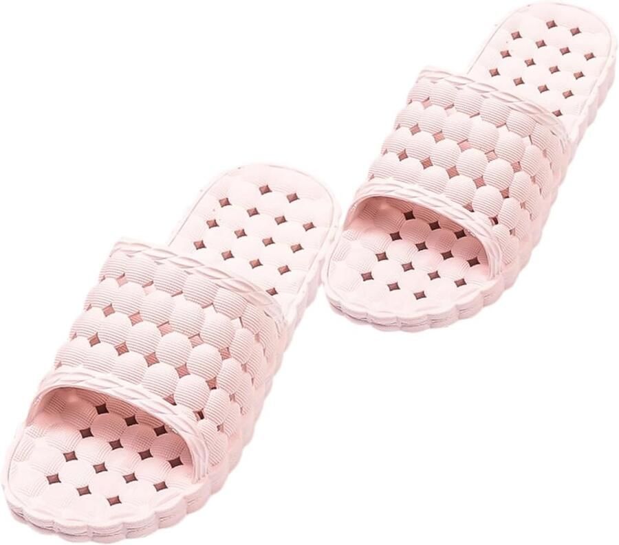 1 Paar Holle Badslippers Thuisgebruik Antislip Ontwerp Ademend Waterdoorlatend Roze de Badkamer Zomergebruik