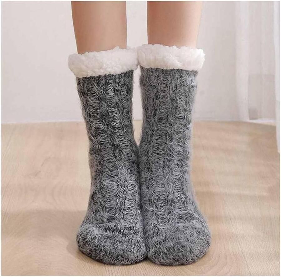 1 paar knuffelsokken antislip pantoffelsokken met noppen zachte pluizige huissokken warme dikke bedsokken wintersokken pantoffelsokken voor en