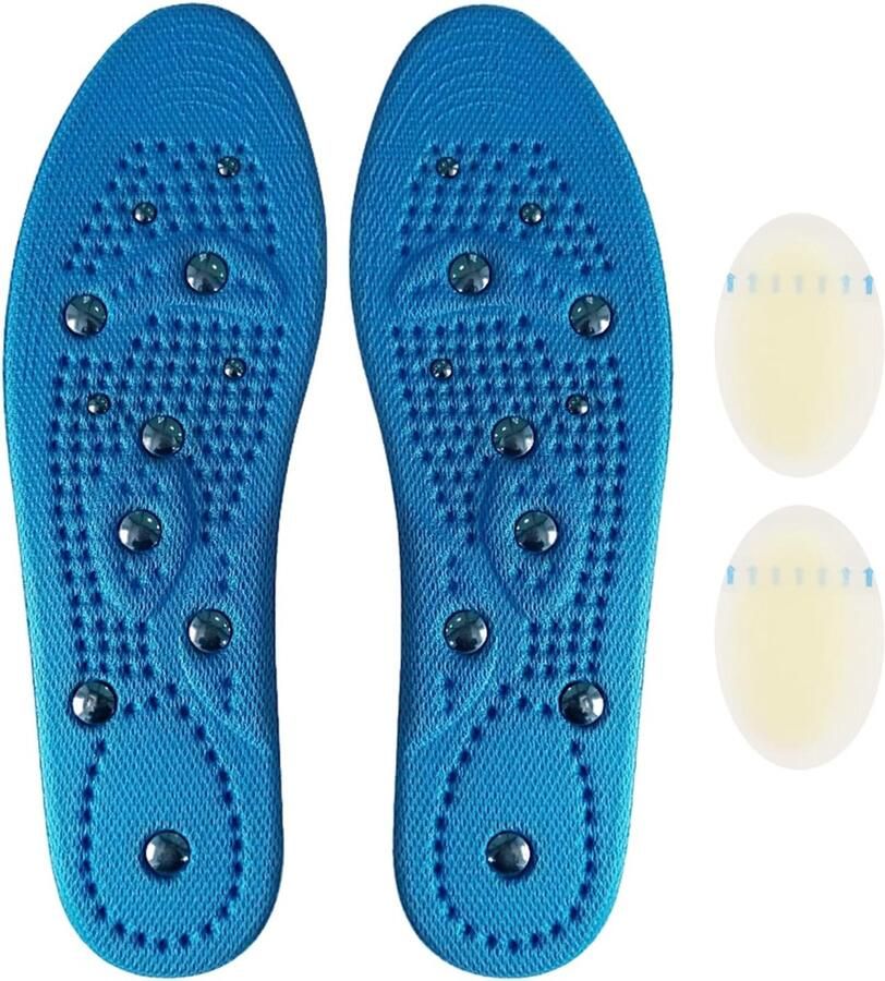 1 Paar Magneet Inlegzolen En 1 Paar Hiel Stickers Ademende Magneet Massage Inlegzolen Zool Druk Dispersie Schoen Accessoires Geschikt Voor Het Verlichten Van Platte Voeten
