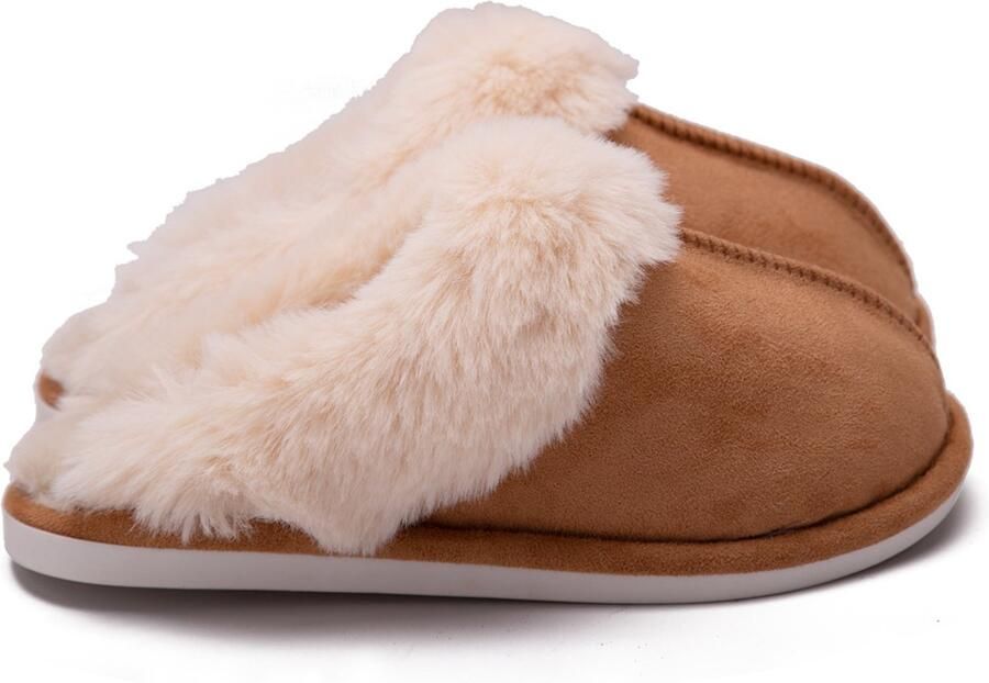 1 paar Pluche pantoffels Unisex warme katoenen pantoffels Antislip comfortabele pluche voering Geschikt voor thuis slaapkamers binnen en buiten Bruin 46 47