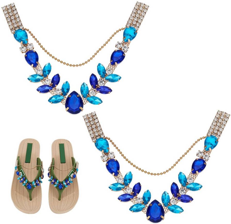 1 Paar Steentjes Flip Flops Kettingen Bling Schoen Charms Kettingen Schoenen Decoraties Legering & Acryl Strass Boot Strap Chain Acryl Steentjes Schoen Ketting voor Flip Flops Boot