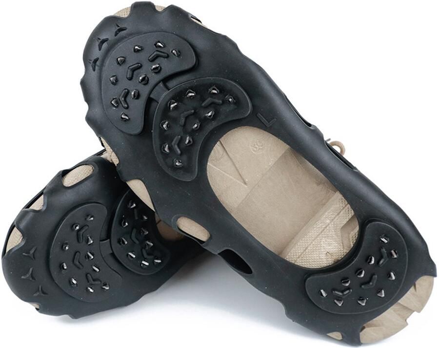 1 paar stijgijzers Maat L 26 3 × Geschikt voor schoen Stalen antislip spikes Elastisch siliconenmateriaal Geschikt voor sportschoenen wandelschoenen en werkschoenen Zwart