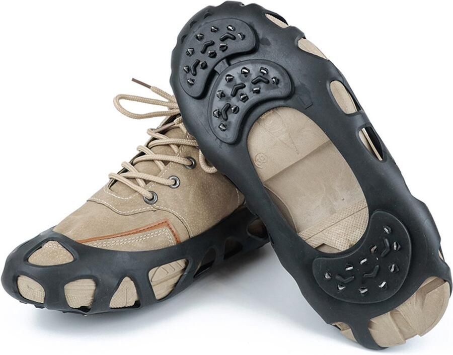 1 paar stijgijzers Maat M 25 2 × Geschikt voor schoen Stalen antislip spikes Elastisch siliconenmateriaal Geschikt voor sportschoenen wandelschoenen en werkschoenen Zwart