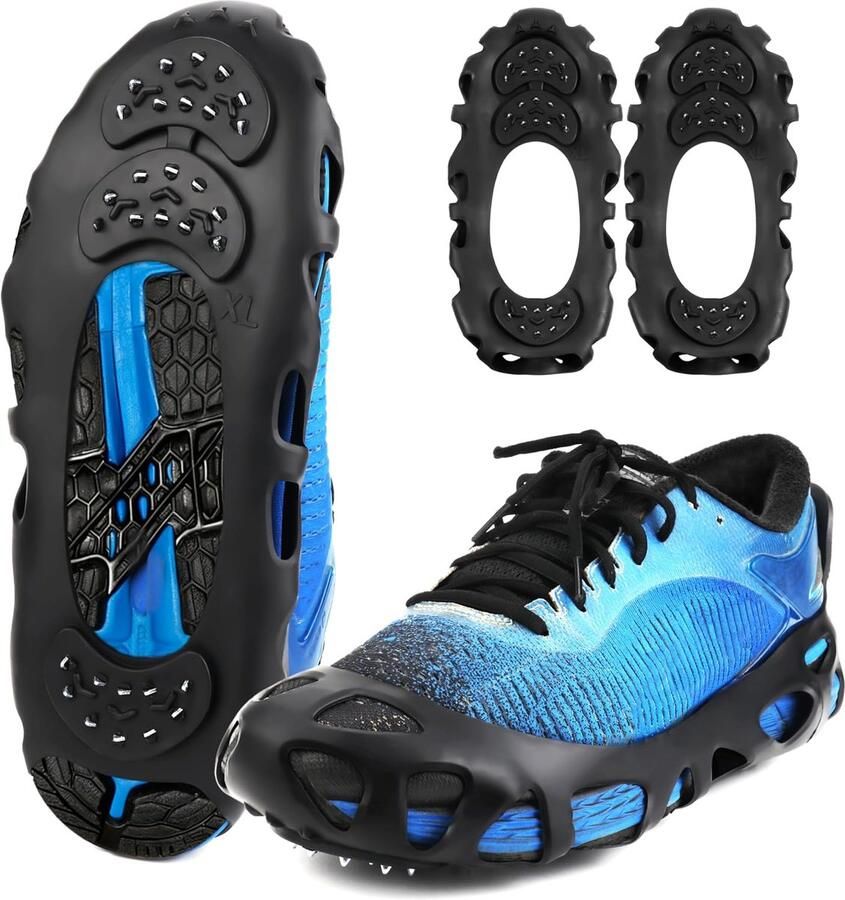 1 paar stijgijzers Maat S 24 1 × Geschikt voor schoen Stalen antislip spikes Elastisch siliconenmateriaal Geschikt voor sportschoenen wandelschoenen en werkschoenen Zwart