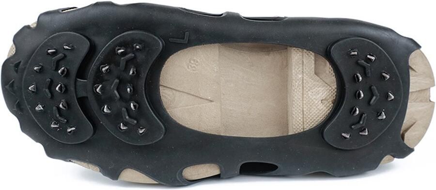1 paar stijgijzers XL- × Geschikt voor schoen Stalen spikes Elastisch siliconenmateriaal Geschikt voor sportschoenen wandelschoenen en werkschoenen Zwart