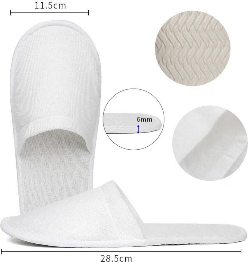 1 paar Wegwerp Spa-slippers Comfortabele antislip Slippers Gesloten teen Voor thuis hotel bruiloft of commercieel gebruik Unisex- lengte Kleur Wit Hygostar