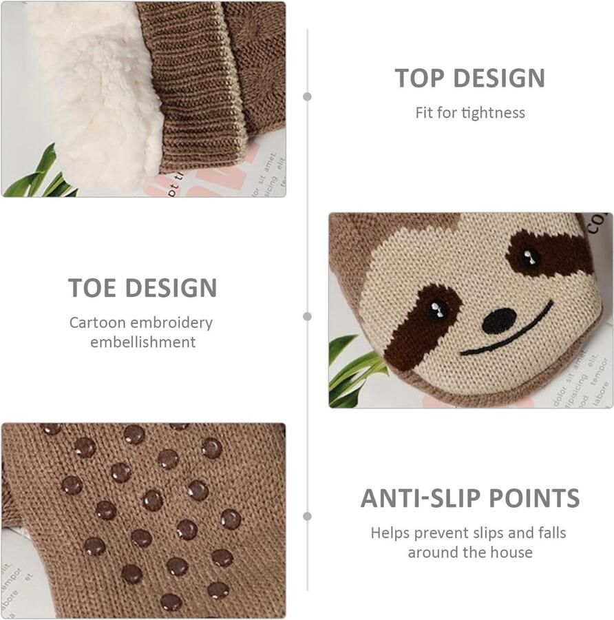1 paar zachte pluche sokken winterwarme accessoires antislip badstof sokken cartoon-vloersokken verdikte huissokken pantoffels pluizige sokken casual katoenen sokken bruin Medium