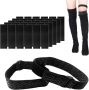 1 Pair Boat Straps Non-slip Belt For Boots Adjustable & Anti-Falling Cylinder Elastic Band with 30Pcs Eraser Backing Tape Sticker Black One Size - Thumbnail 1