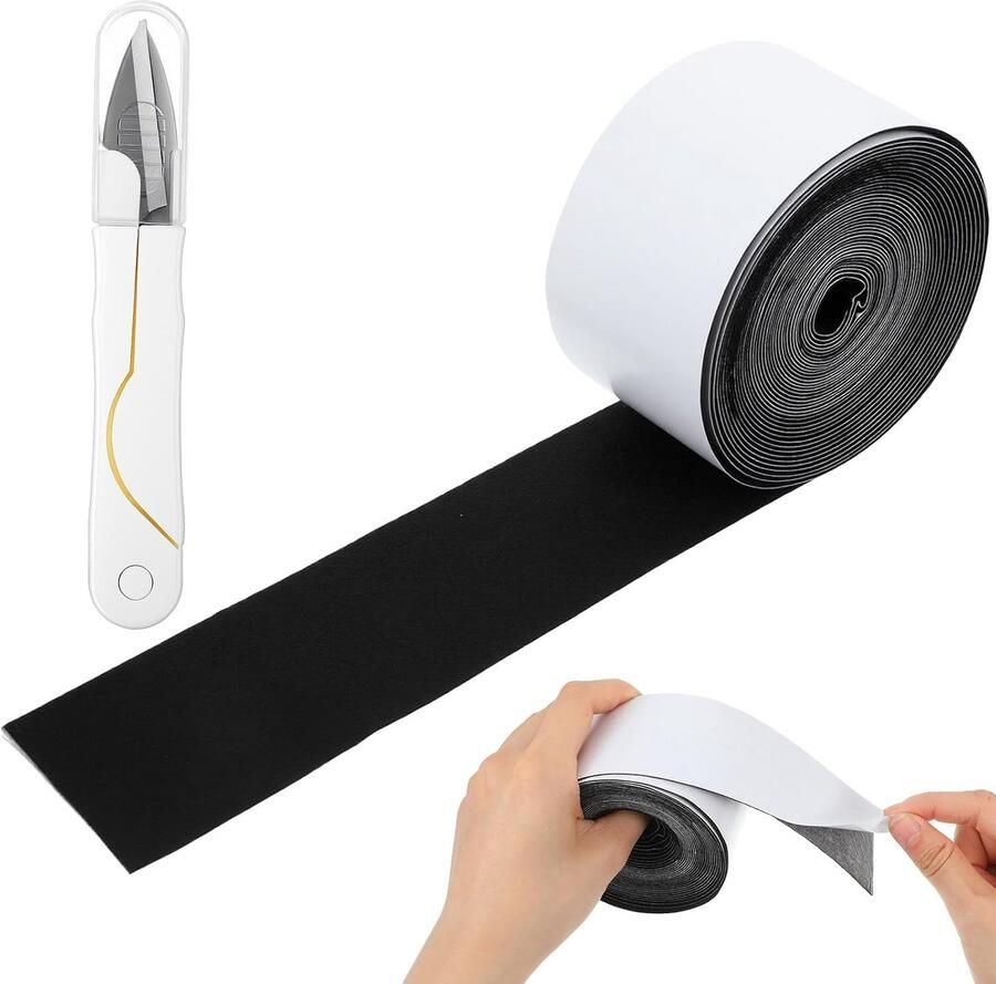 1 rol zelfklevende viltdoppen van 6 m x zelfklevende viltband en schaarset voor het knippen van elke vorm van stoelen meubels vloerbescherming of ramen