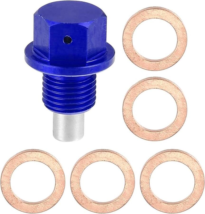 1 set M12 x 1 25 olieafvoerschroef magnetische aluminium kuip afvoermoer met 5 sluitringen voor auto motorfiets