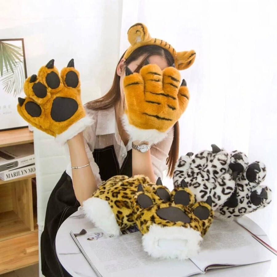 1 stuk Cosplay dierenpoten klauwen handschoenen met pantoffels Groen Dierenpoten simulatie Therian kostuumaccessoire