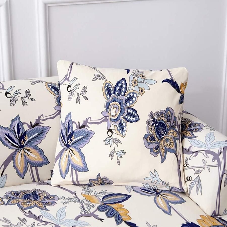 1 stuk Duurzame Sofa Slipcover Blauw Bedrukte Stoelhoezen Meubelbeschermer Machine Wasbaar Beddengoed