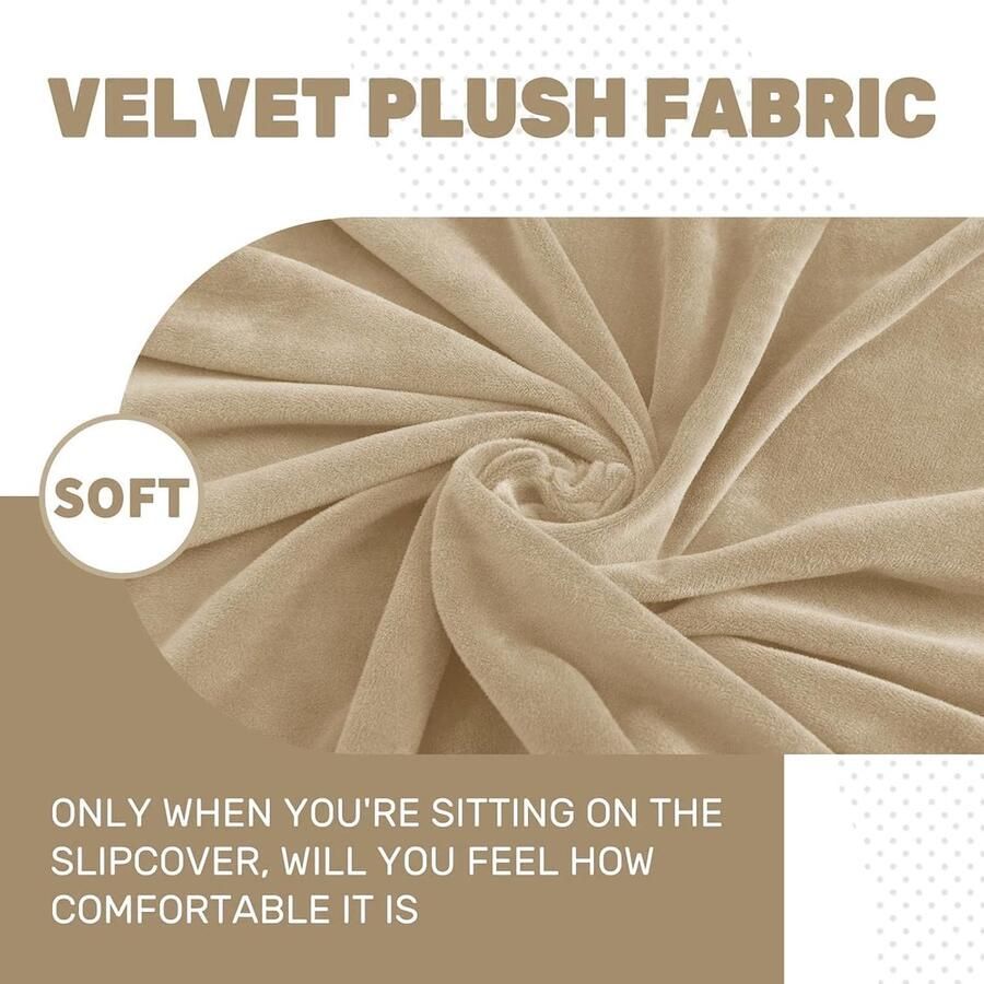 1 stuk fluwelen bankhoezen voor 3 kussen bank woonkamer hoge stretch bankhoes huisdieren hondvriendelijke anti-slip verdikte slipcovers meubelbeschermer (3-zits kameel)