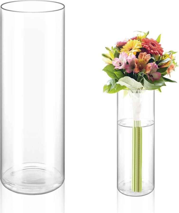 1 stuk grote glazen vaas 35 x glazen vaas cilinder doorzichtige bloemenvaas rond smalle vaas helder glazen bloemenvaas voor orchideeën rozen tulpen pampasgras tafeldecoratie