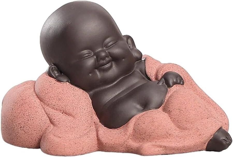 1 Stuk Lachende Maitreya Boeddha voor Thuis Theetafel Roze 9 5×6× Zisha Met de hand gesneden Gelijkmatige kleur die niet vervaagt duurzaam Compact formaat Zeer decoratief