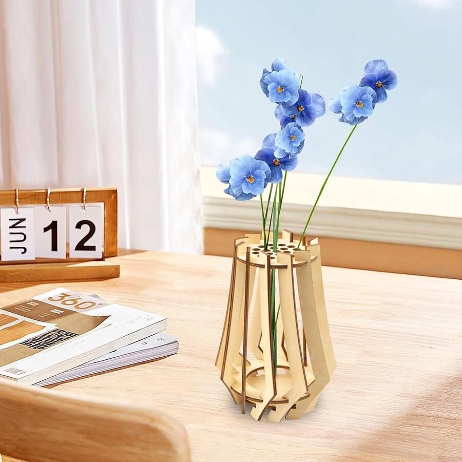 1 stuk puzzelvaas creatieve houten puzzel woondecoratie houten vaas creatief speelgoed