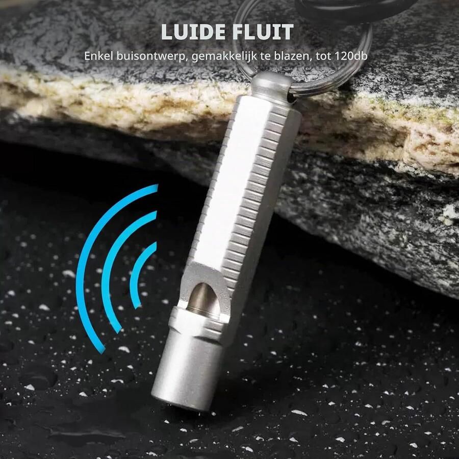 1 Stuks Titanium Emergency fluitje 120dB Hoge Toon Enkelbuis Noodveiligheidsfluit T Titanium voor Outdoor EDC Wandelen & Redding Lichtgewicht 7.8g met Sleutelhanger & Verstelbaar Koord (Grijs)