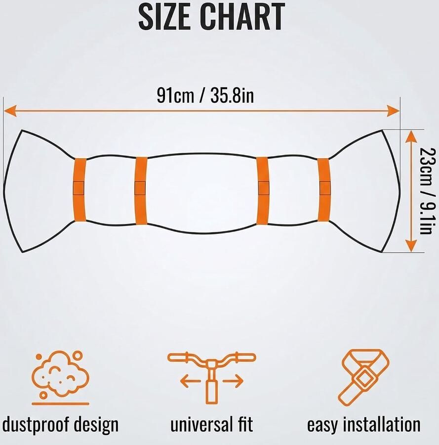1 x fietshoes voor buiten waterdichte bescherming van polyester voor het stuur compatibel met fietsen en e-bikes geschikt voor recht breed en gebogen stuur