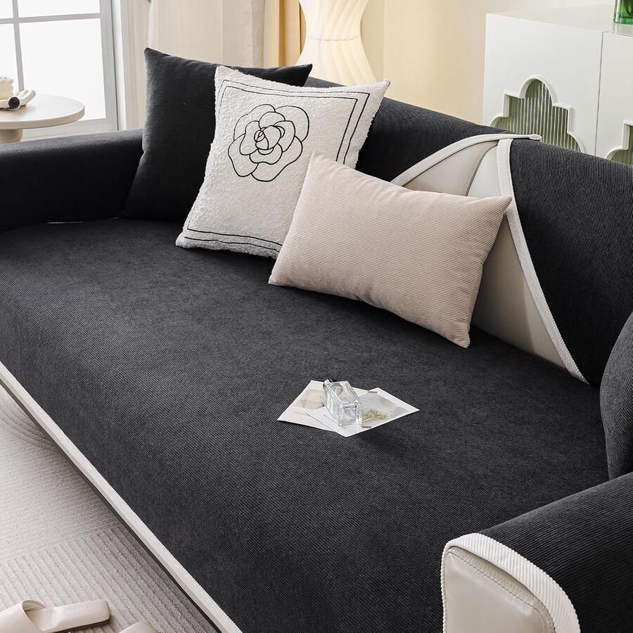 1 x zachte bankovertrek voor honden antislip en wasbaar moderne kleuren voor woondecoratie (zwart 70 x