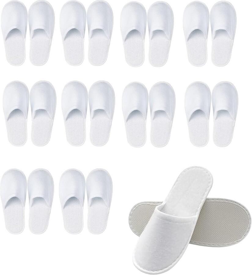 10 paar gasten slippers Benodigdheden voor sterrenhotels Slippers voor pensions schoonheidssalons en hotels Gemaakt van non-woven stof Verdikt en antislip Wit één maat voor iedereen
