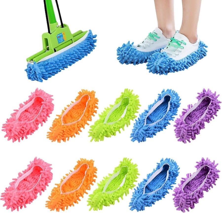 10 paar herbruikbare ultrafijne vezel slippers voor huishoudelijke vloerreiniging