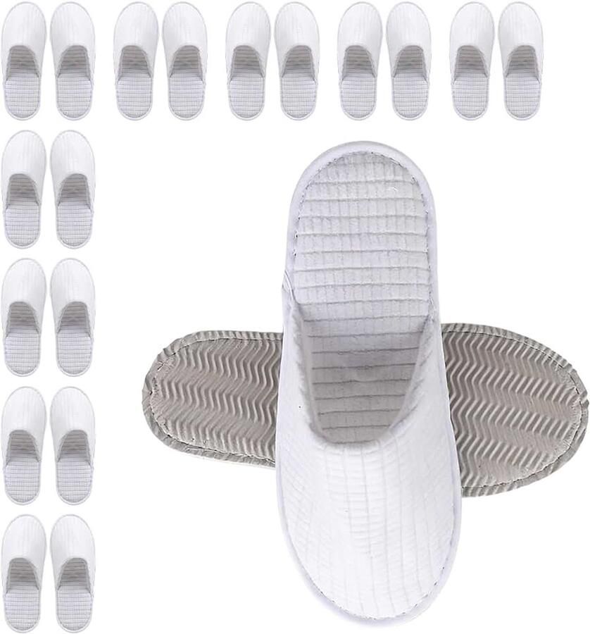 10 paar hotelslippers spa-pantoffels gastenpantoffels 7 mm badpantoffels badslippers voor binnen en buiten voor thuis slaapkamer hotel wit