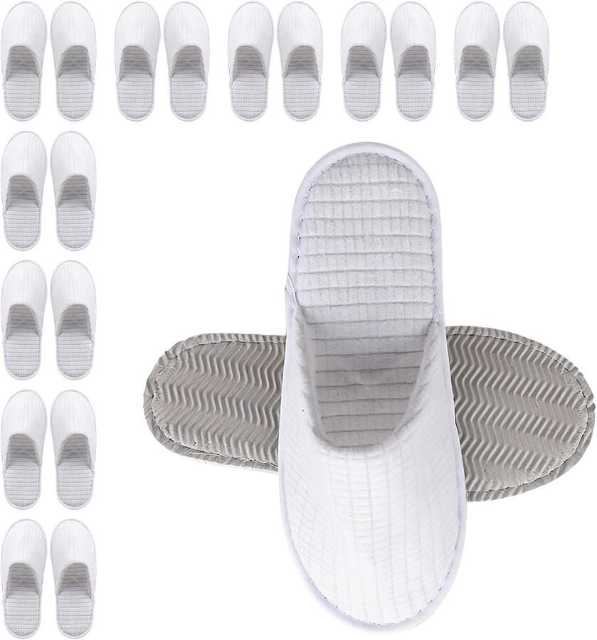 10 paar hotelslippers spa-pantoffels gastenpantoffels 7 mm badpantoffels badslippers voor binnen en buiten voor thuis slaapkamer hotel wit