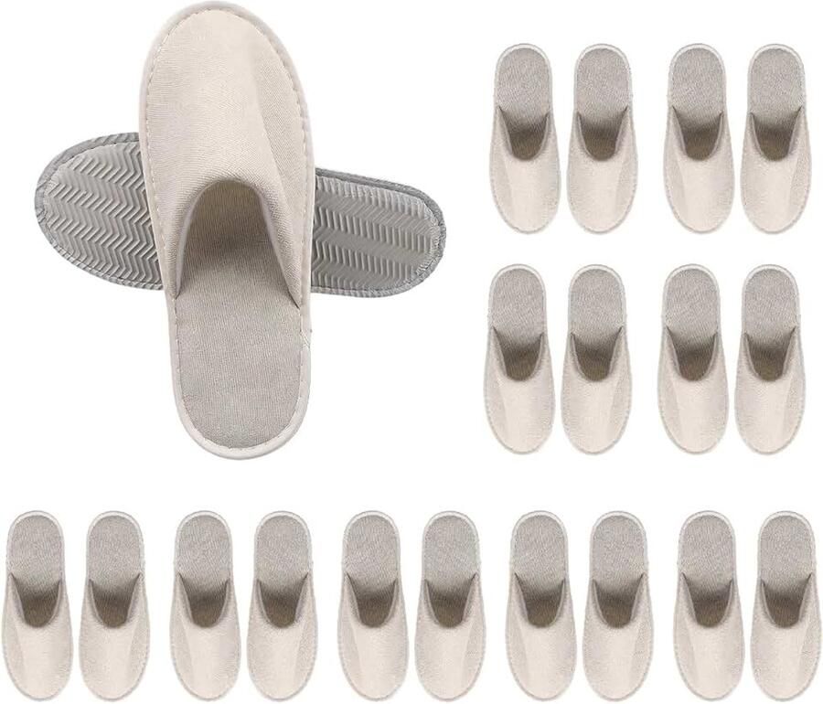 10 paar koraalfleece hotelslippers: 29 × antislipzool spa-pantoffels gastenpantoffels voor thuis slaapkamer badkamer binnen hotel of commercieel gebruik (geel)