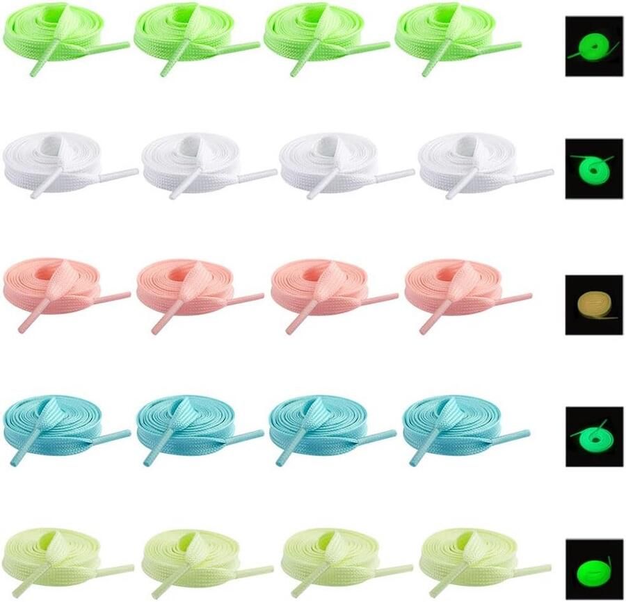 10 Paar Lichtgevende Platte Schoenveter voor Sportschoenen en Feestjes