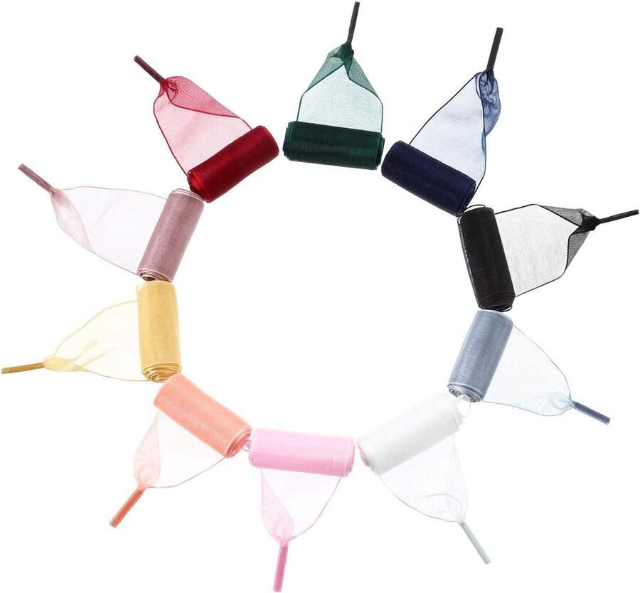 10 Paar Satijnen Veters Zachte Organza Platte Band Veters voor Dames en Meisjes Sneakers Sportieve Schoenen Kleuren 120 x