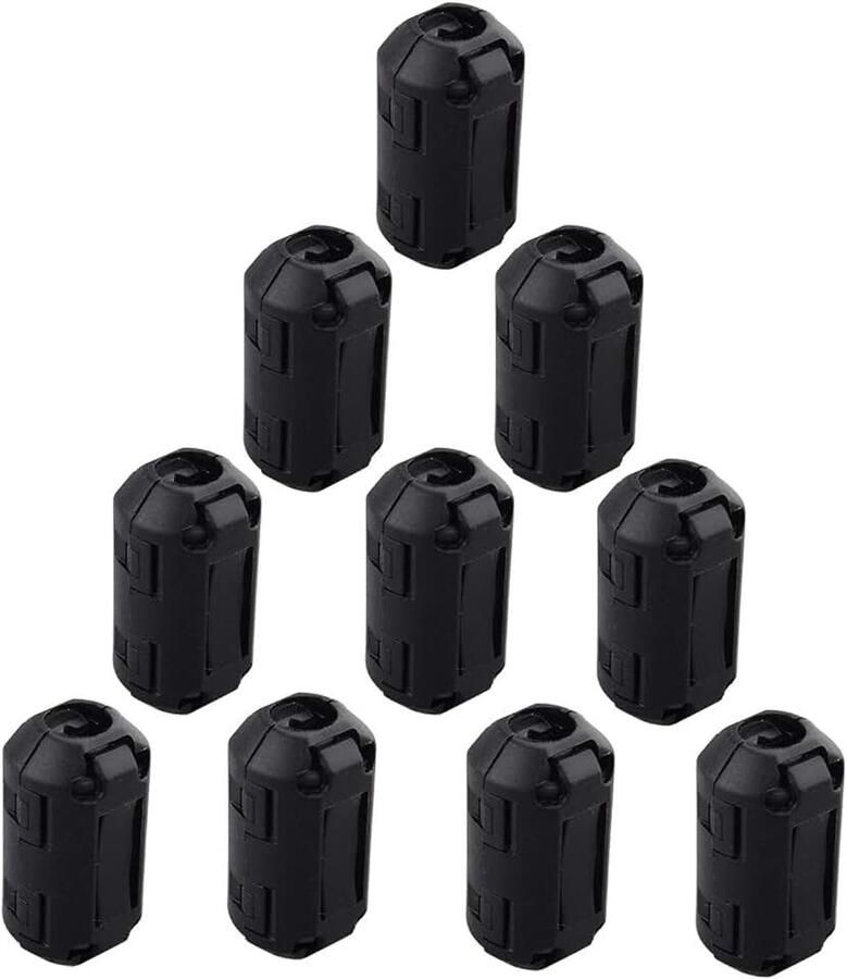 10 stks Clip op Ferrite Ring Core Anti-interferentie Hoogfrequent Filter RFI EMI Noise Suppressor met 7 mm Binnendiameter Ferriet Kabel Clip Zwart