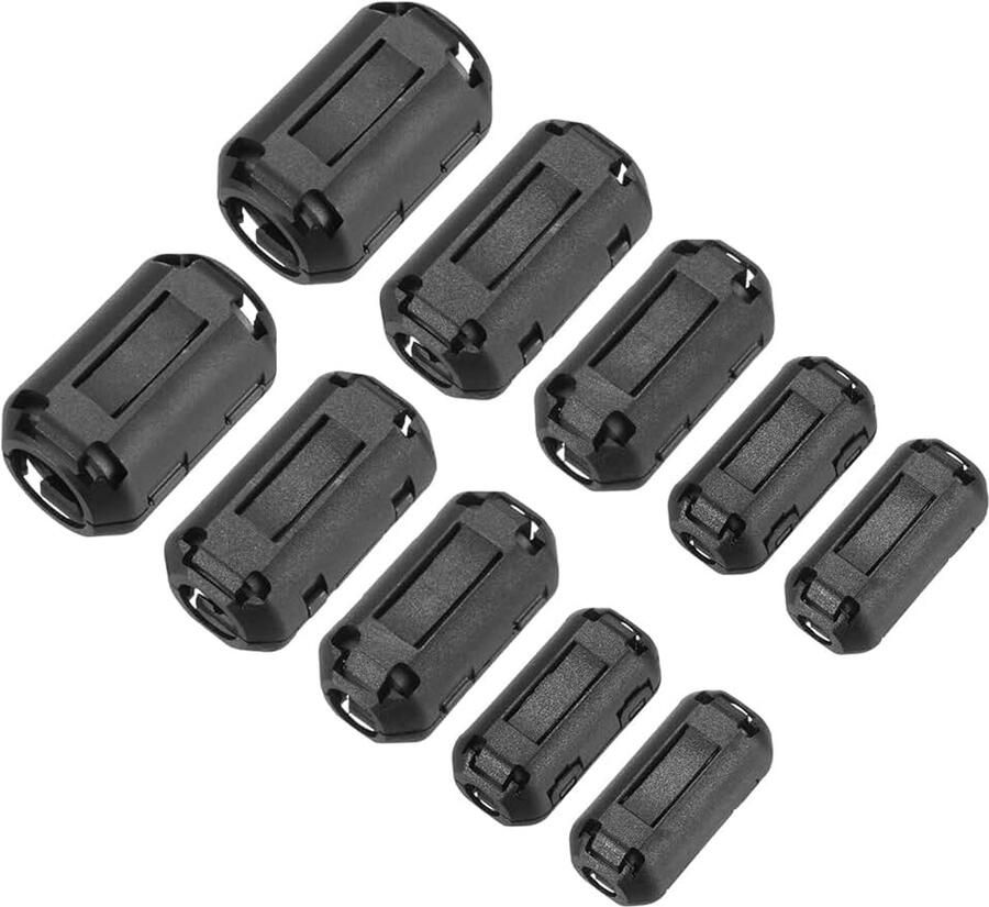 10 stuks 5 maten clip-on ferriet ringkern ferriet kralen EMI RFI ruisonderdrukking kabelclip voor 3 5 mm 5 mm 7 mm 9 mm 13 mm diameter kabel zwart