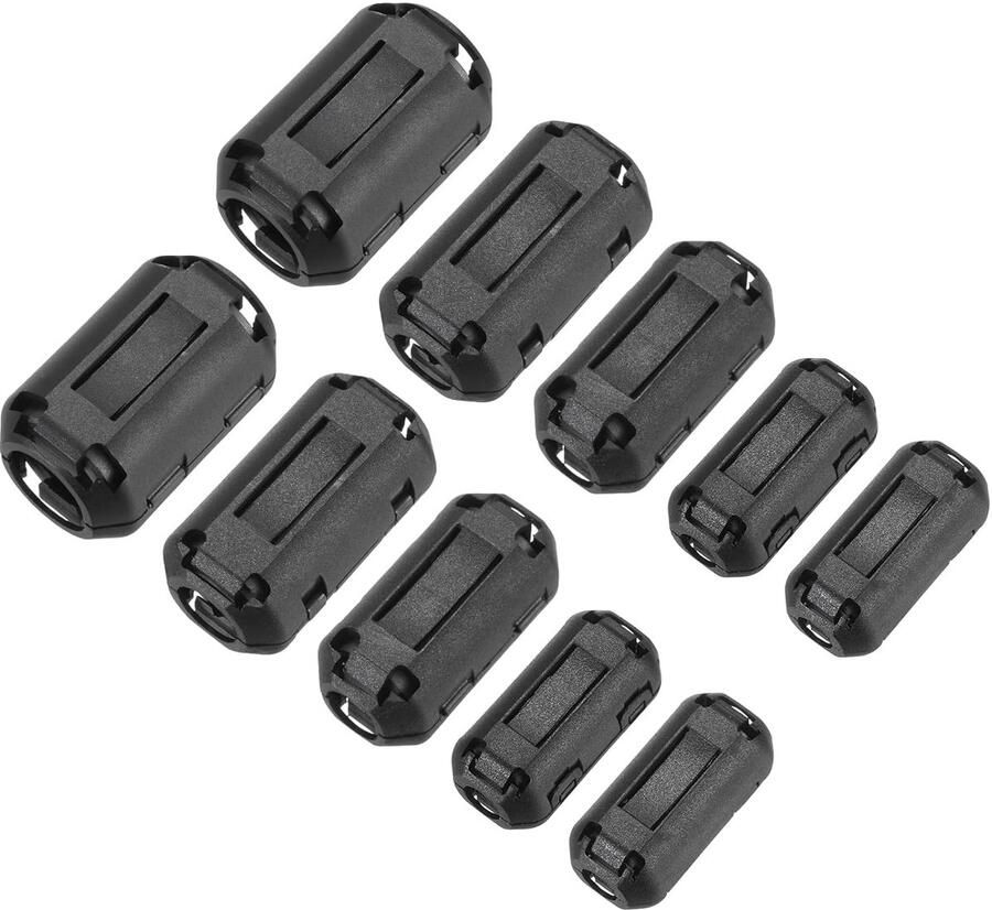 10 stuks 5 maten clip-on ferriet ringkern ferriet kralen EMI RFI ruisonderdrukking kabelclip voor 3 5 mm 5 mm 7 mm 9 mm 13 mm diameter kabel zwart