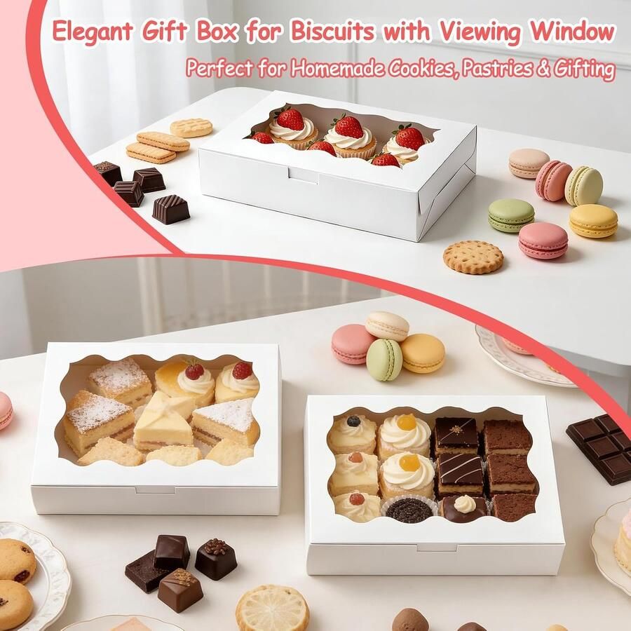 10 stuks bakvormen met kijkvenster bakvorm 18 x 11 x bakvormen met venster bakvormen voor macarons-chocolade cupcakes donuts chocoladedozen