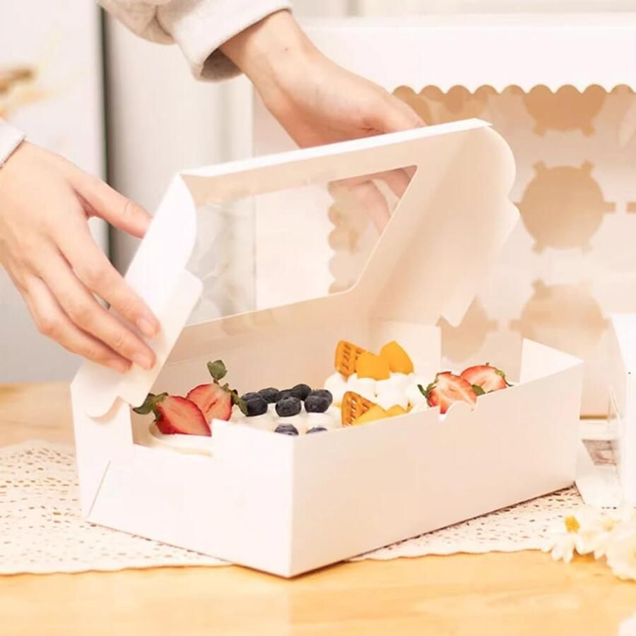 10 stuks cupcakedoos met kijkvenster 12 gaten muffin transportbox witte cupcake-transportbox muffinbox karton papier voor koekjes cake geschenken dessert (30 x