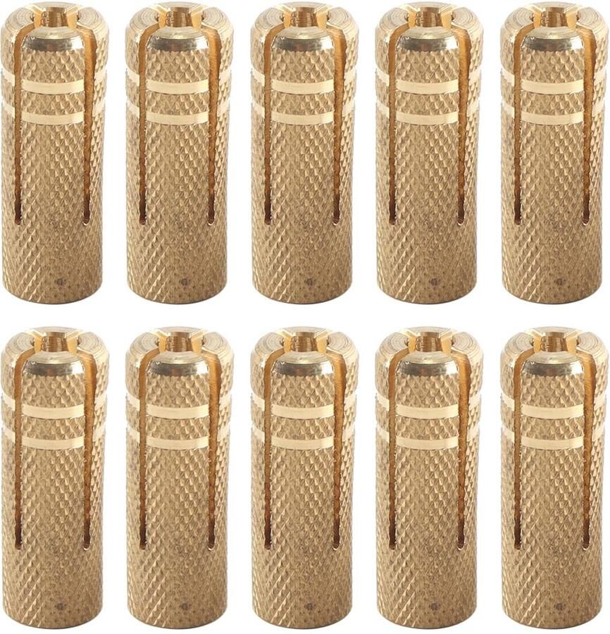 10 stuks Drop in ankers M10 x 34 mm messing slagpluggen voor beton metselwerk en massieve steen heavy duty expansieboutsleeve