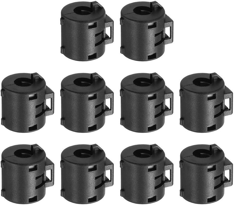10 stuks ferrietfilter ringkern RFI EMI ruisonderdrukking kabelclip ID 8 mm lengte 19 5 mm met basis voor elektronische apparaten industrie zwart